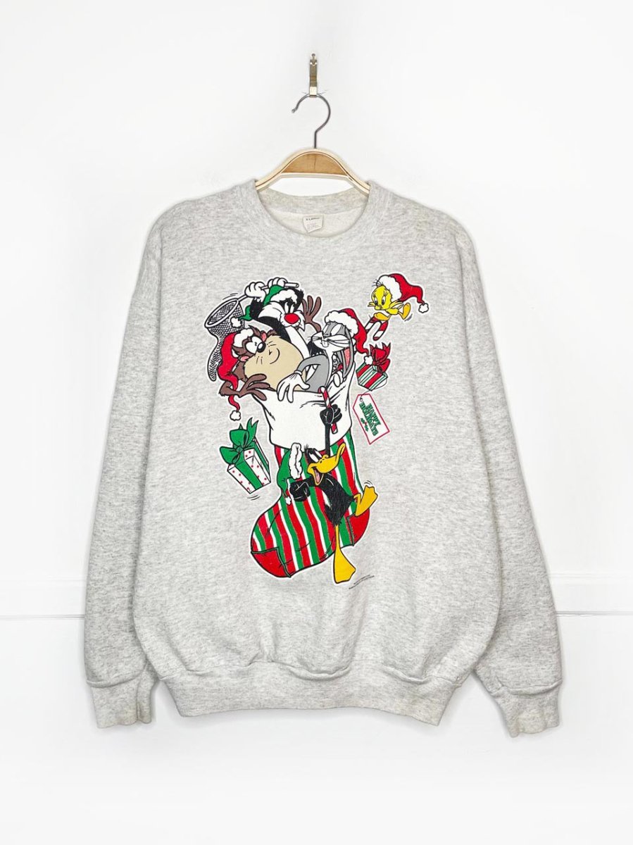 vintage 90s warner bros happy holidays sweatshirt | made in USA | sun sportswear - good market thrift store