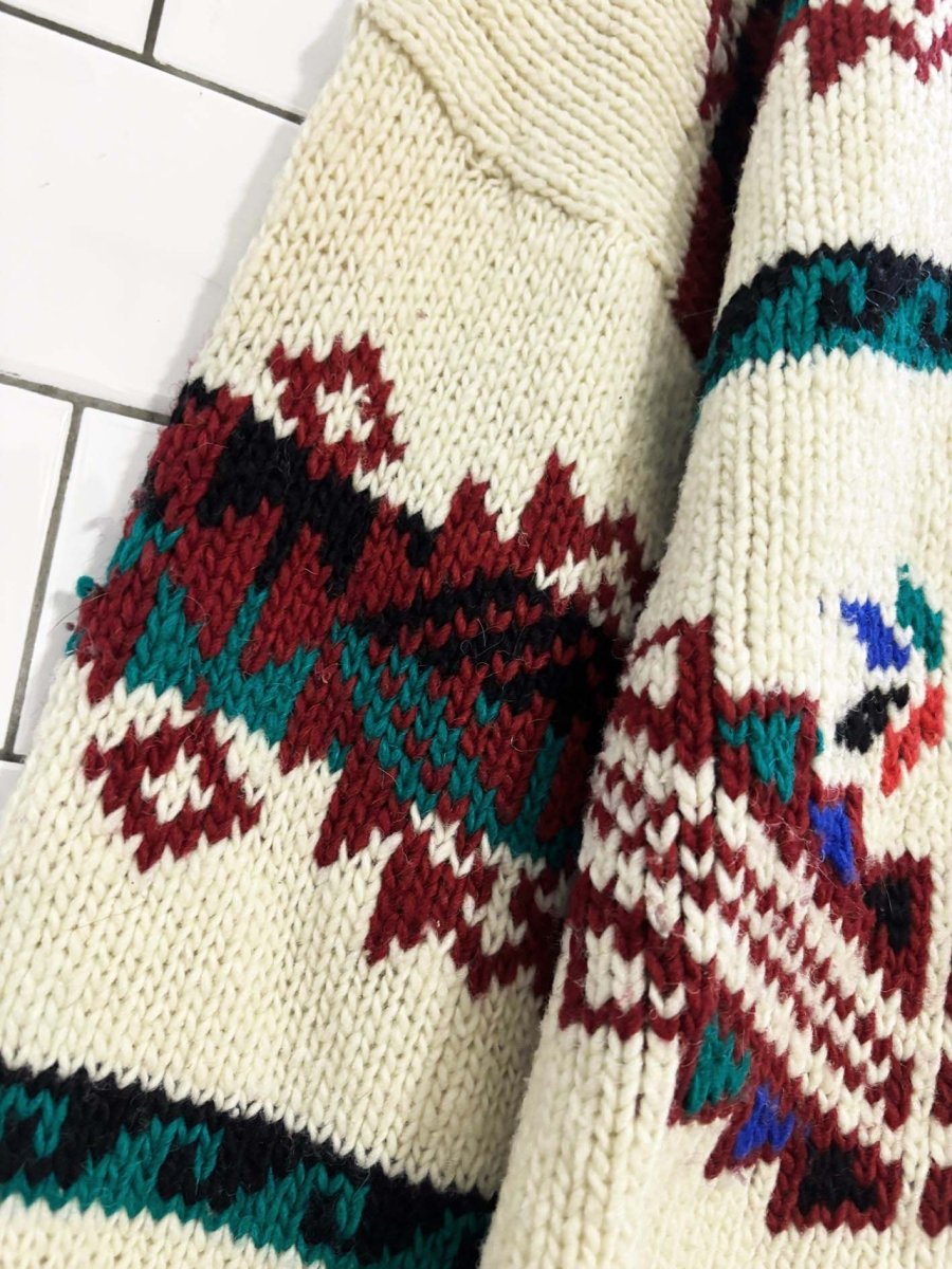 vintage 90s western fair isle wool - blend chunky knit sweater - good market thrift store