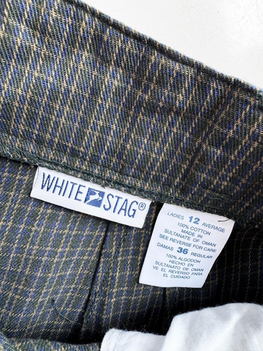 vintage 90s white stag pleated high rise plaid trouser - good market thrift store