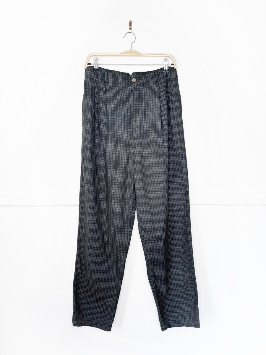 vintage 90s white stag pleated high rise plaid trouser - good market thrift store