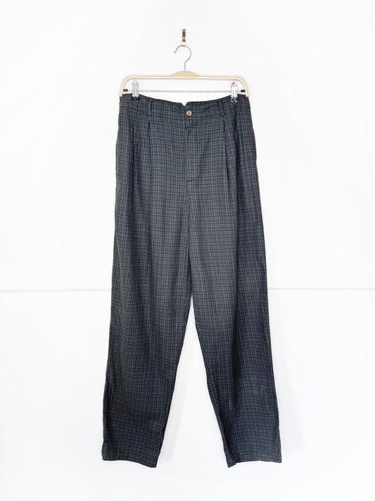 vintage 90s white stag pleated high rise plaid trouser - good market thrift store