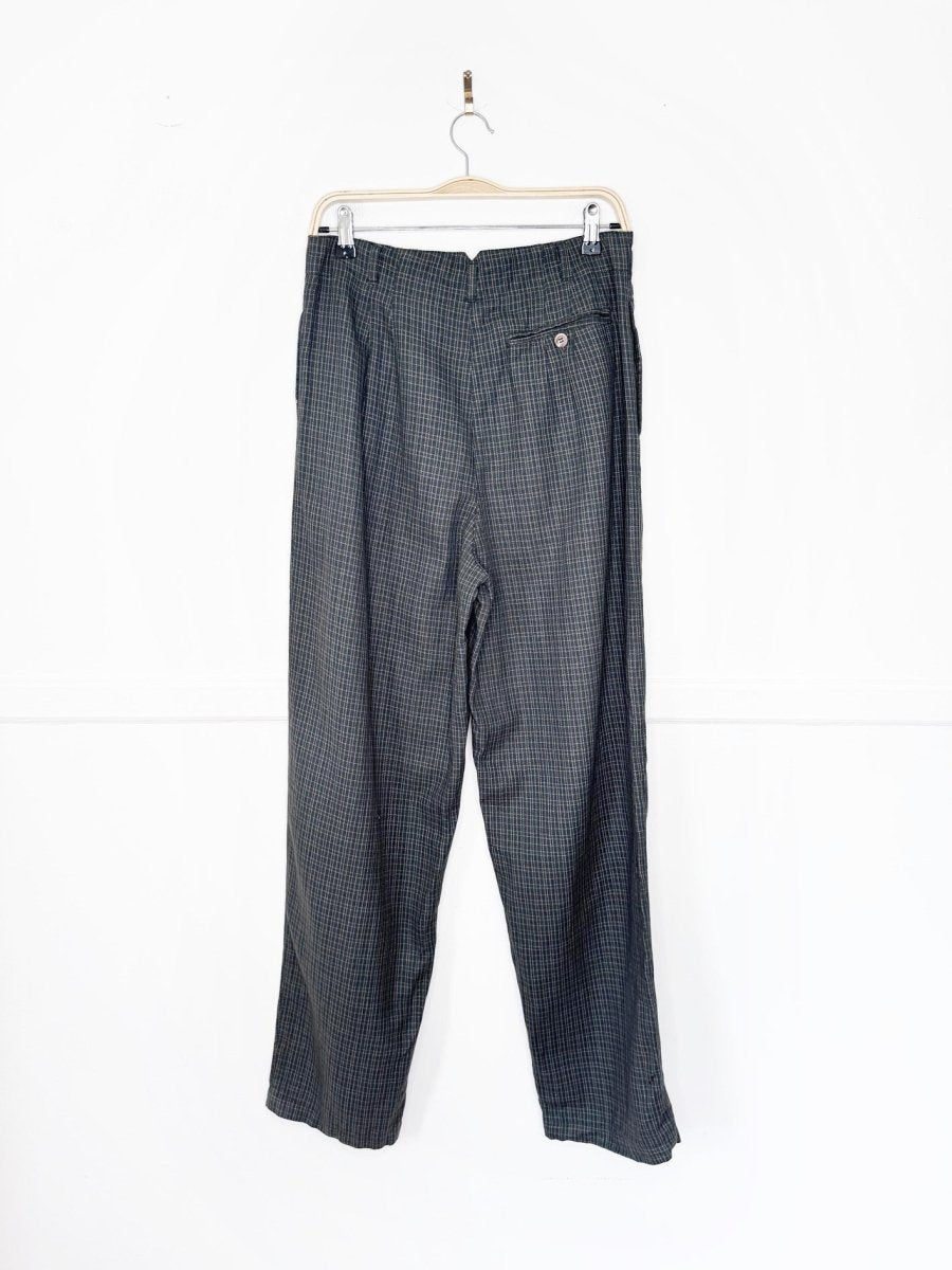 vintage 90s white stag pleated high rise plaid trouser - good market thrift store