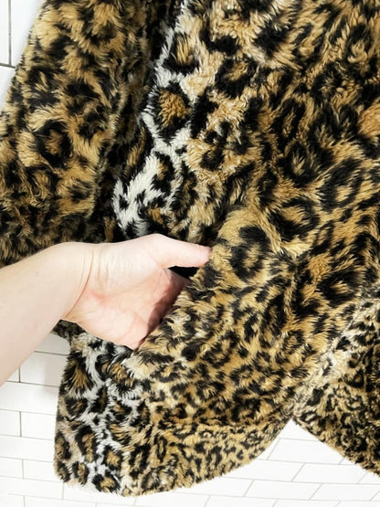 vintage 90s white stag reversible faux fur hooded coat - good market thrift store