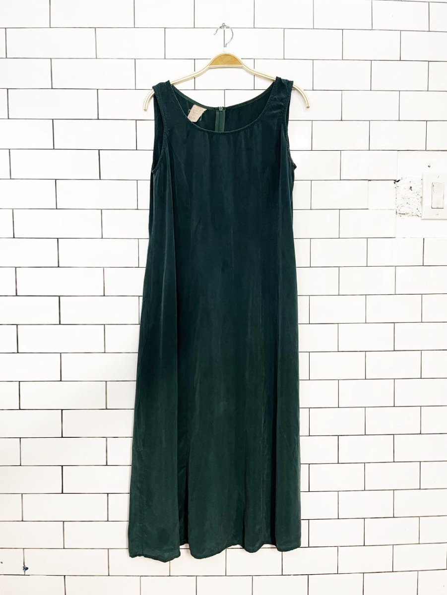 vintage 90s wild rose sleeveless tencel maxi dress - good market thrift store
