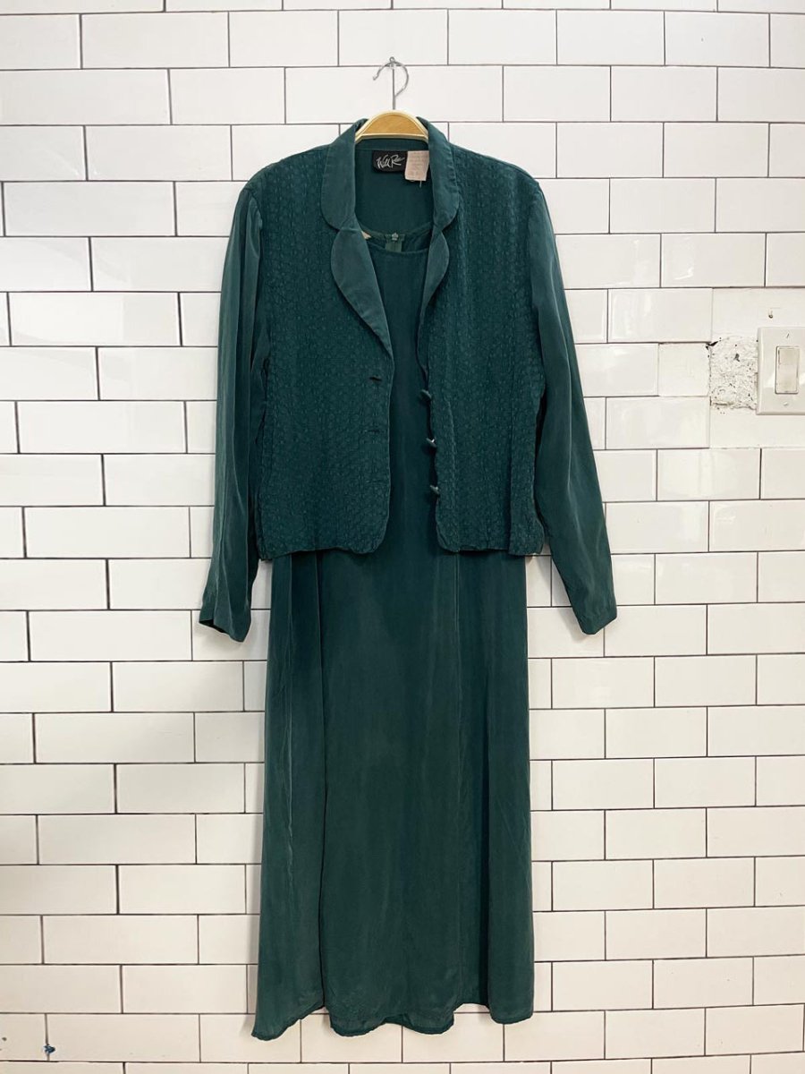 vintage 90s wild rose sleeveless tencel maxi dress - good market thrift store