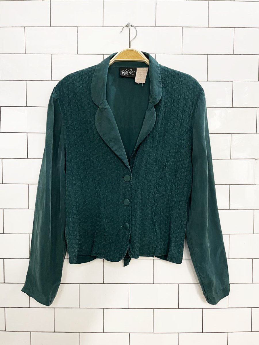 vintage 90s wild rose textured tie back light jacket - good market thrift store