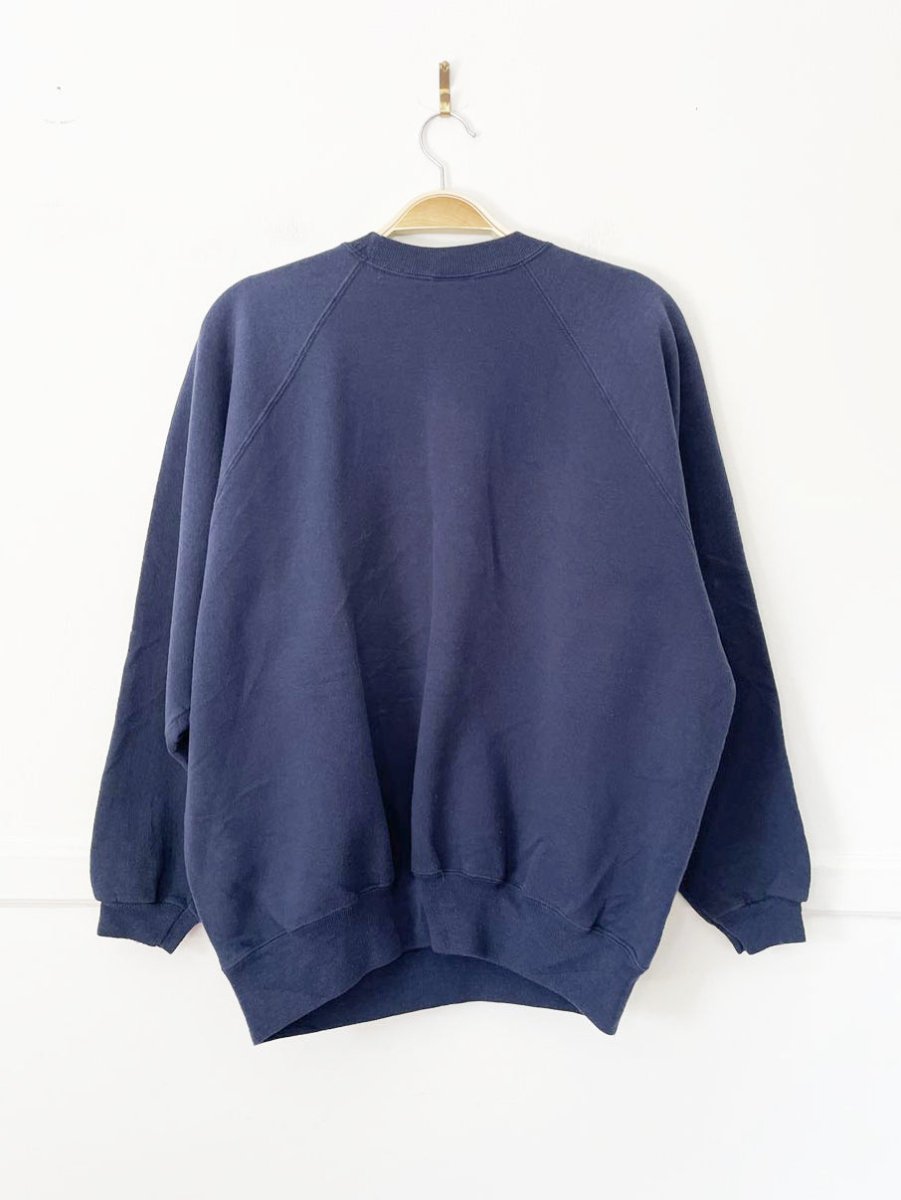 vintage 90s window pane boat + lighthouse patchwork sweatshirt | hanes her way - good market thrift store