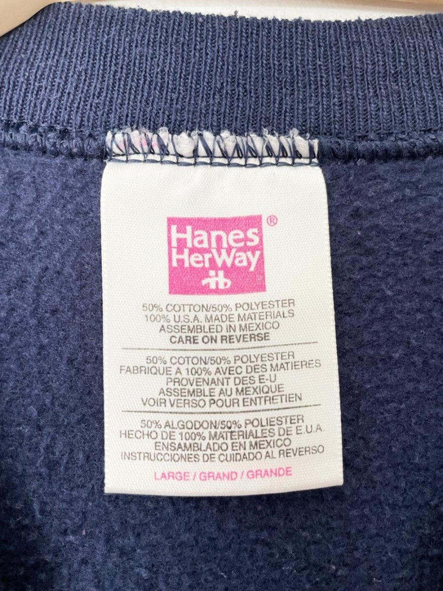 vintage 90s window pane boat + lighthouse patchwork sweatshirt | hanes her way - good market thrift store