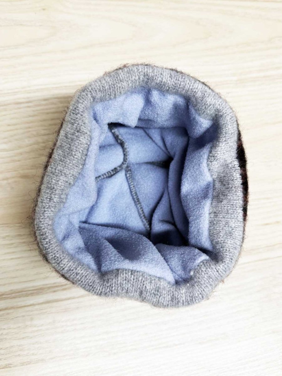 vintage 90s wool fair isle reindeer fleece lined toque - good market thrift store