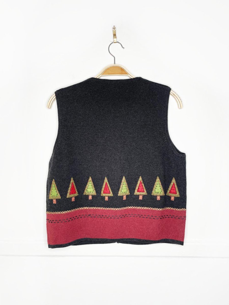 vintage 90s woolrich minimal tree line full zip knit vest - good market thrift store