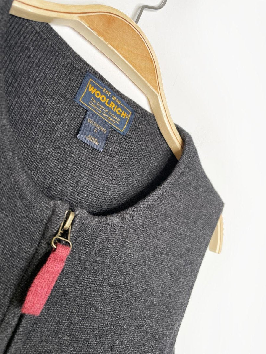 vintage 90s woolrich minimal tree line full zip knit vest - good market thrift store