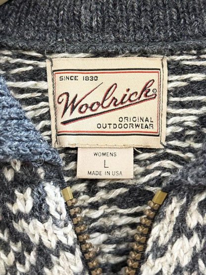 vintage 90s woolrich wool - blend fair isle quarter zip knit sweater | made in usa - good market thrift store
