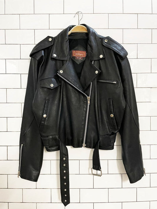 vintage 90s worthington soft leather biker jacket | made in India - good market thrift store