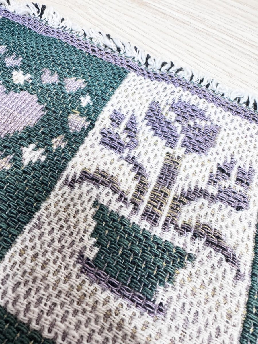 vintage 90s woven hearts check fringe table runner - good market thrift store