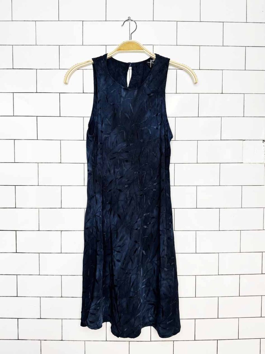 vintage 90s xtrmz satin leaf print high neck a-line mini dress | made in USA - good market thrift store