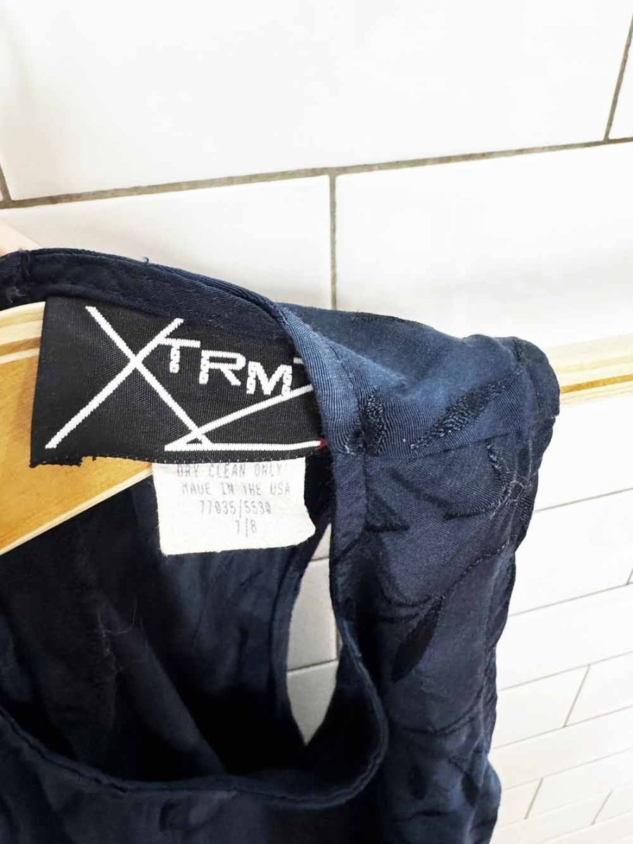 vintage 90s xtrmz satin leaf print high neck a-line mini dress | made in USA - good market thrift store