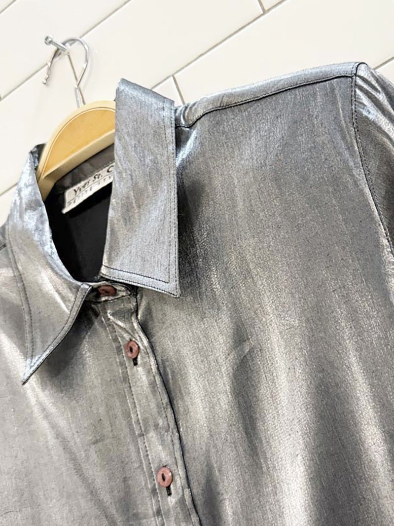 vintage 90s yves st. clair cropped metallic blouse - good market thrift store