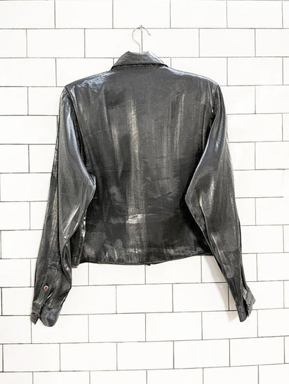 vintage 90s yves st. clair cropped metallic blouse - good market thrift store
