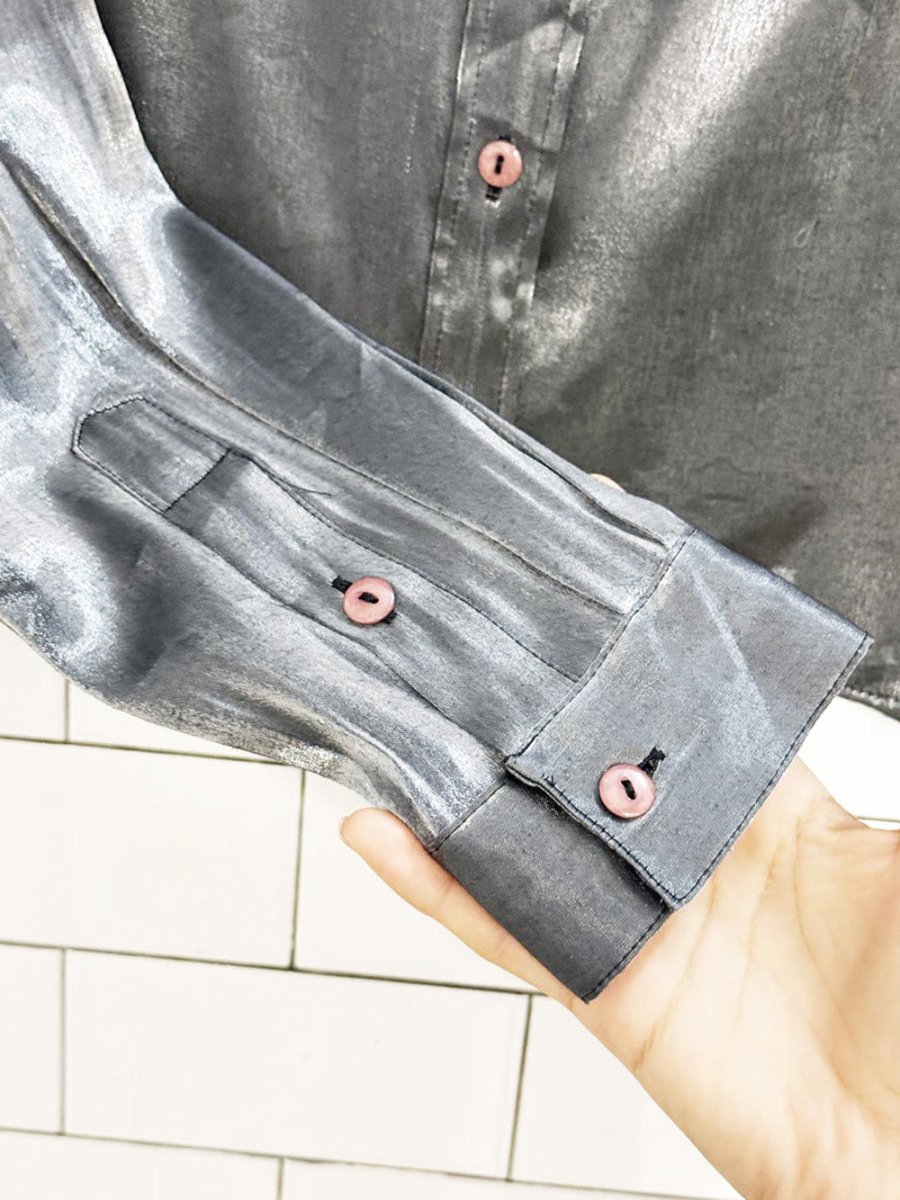 vintage 90s yves st. clair cropped metallic blouse - good market thrift store