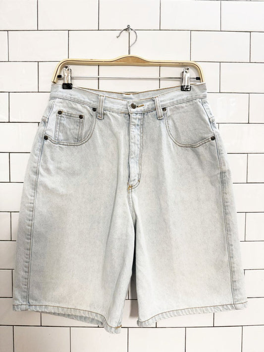 vintage 90s zena light wash high - waisted long denim shorts - good market thrift store