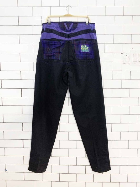 vintage 90s zip code patchwork colour block jeans - good market thrift store