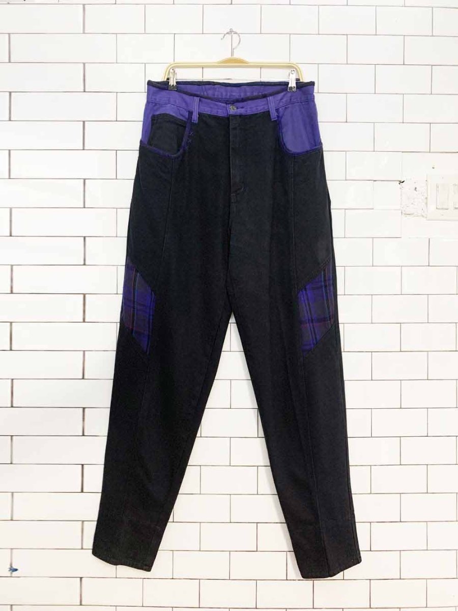 vintage 90s zip code patchwork colour block jeans - good market thrift store