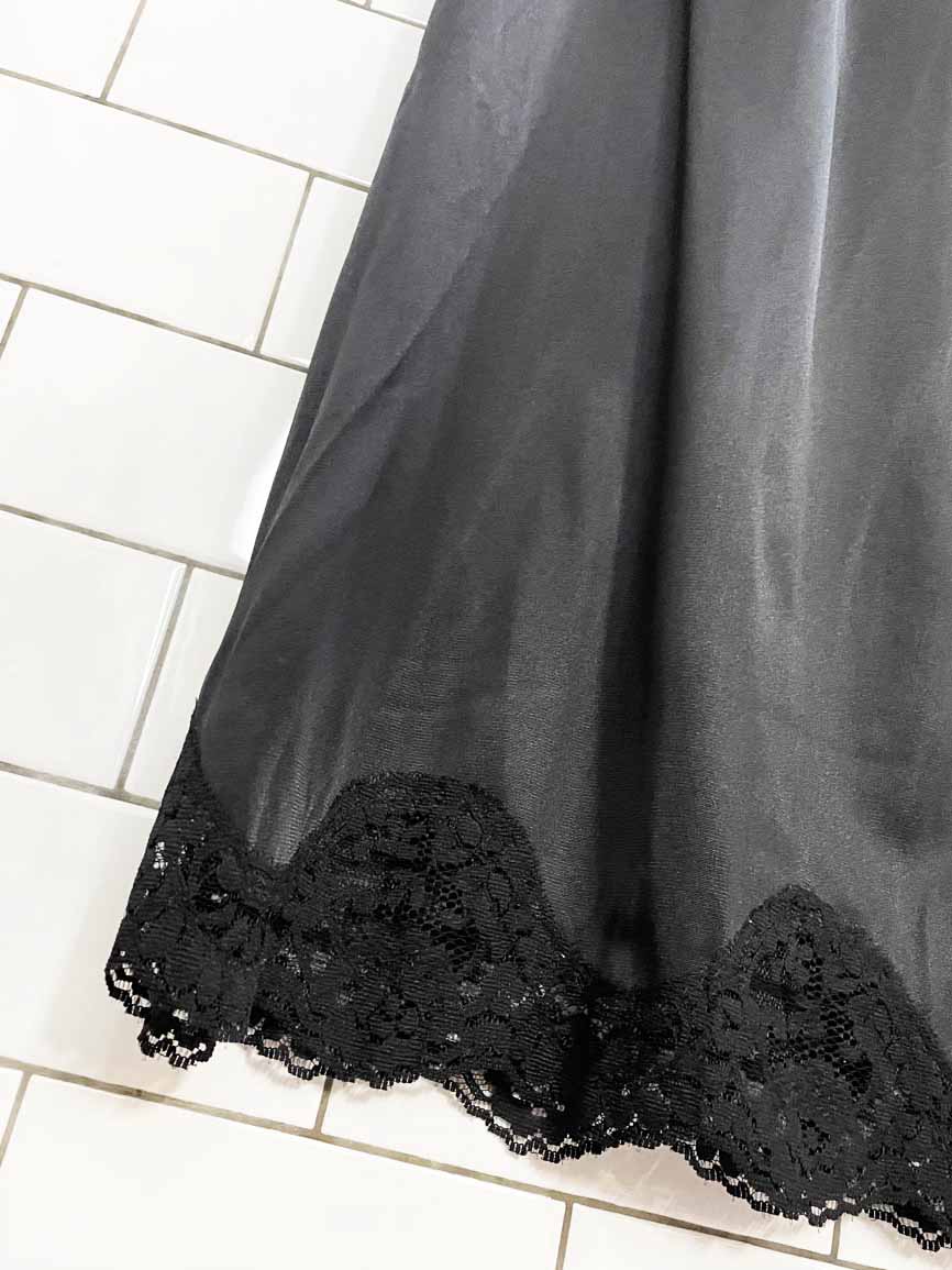 vintage adonna satin lace stretchy midi slip skirt | made in usa - good market thrift store