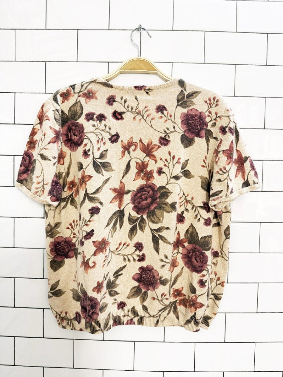 vintage alfred dunner floral beaded scallop edge knit top - good market thrift store