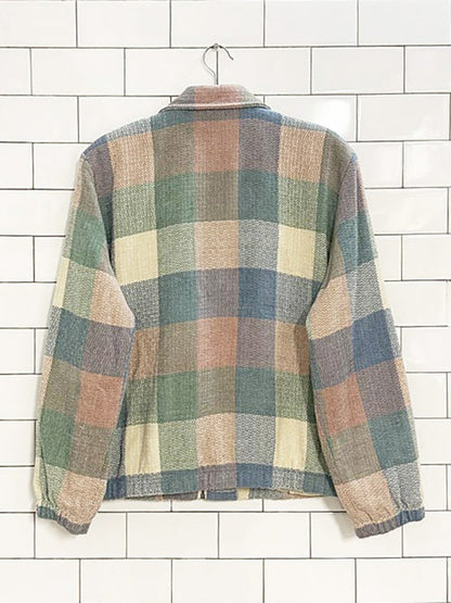 vintage alfred dunner woven check full zip light jacket - good market thrift store