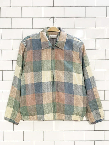 vintage alfred dunner woven check full zip light jacket - good market thrift store