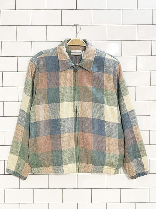 vintage alfred dunner woven check full zip light jacket - good market thrift store