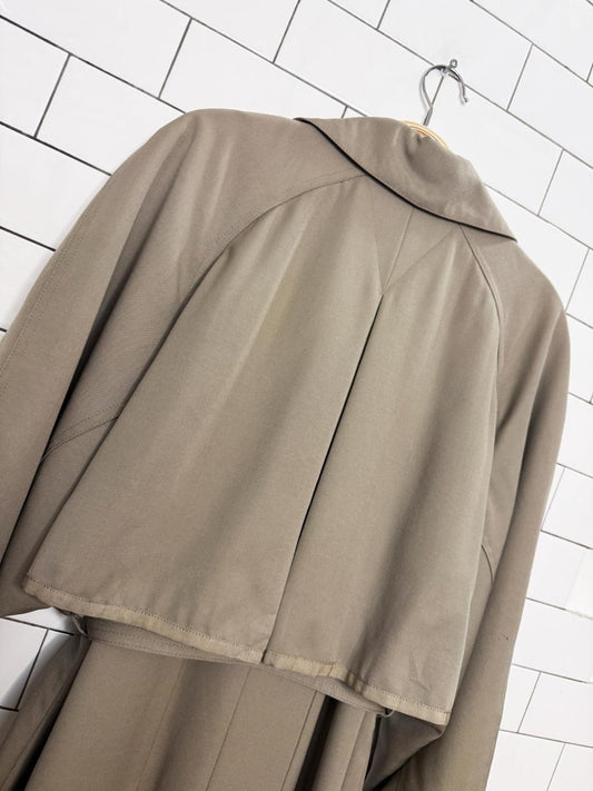 vintage alfred sung 100% wool cape back pleated belted trench coat - good market thrift store