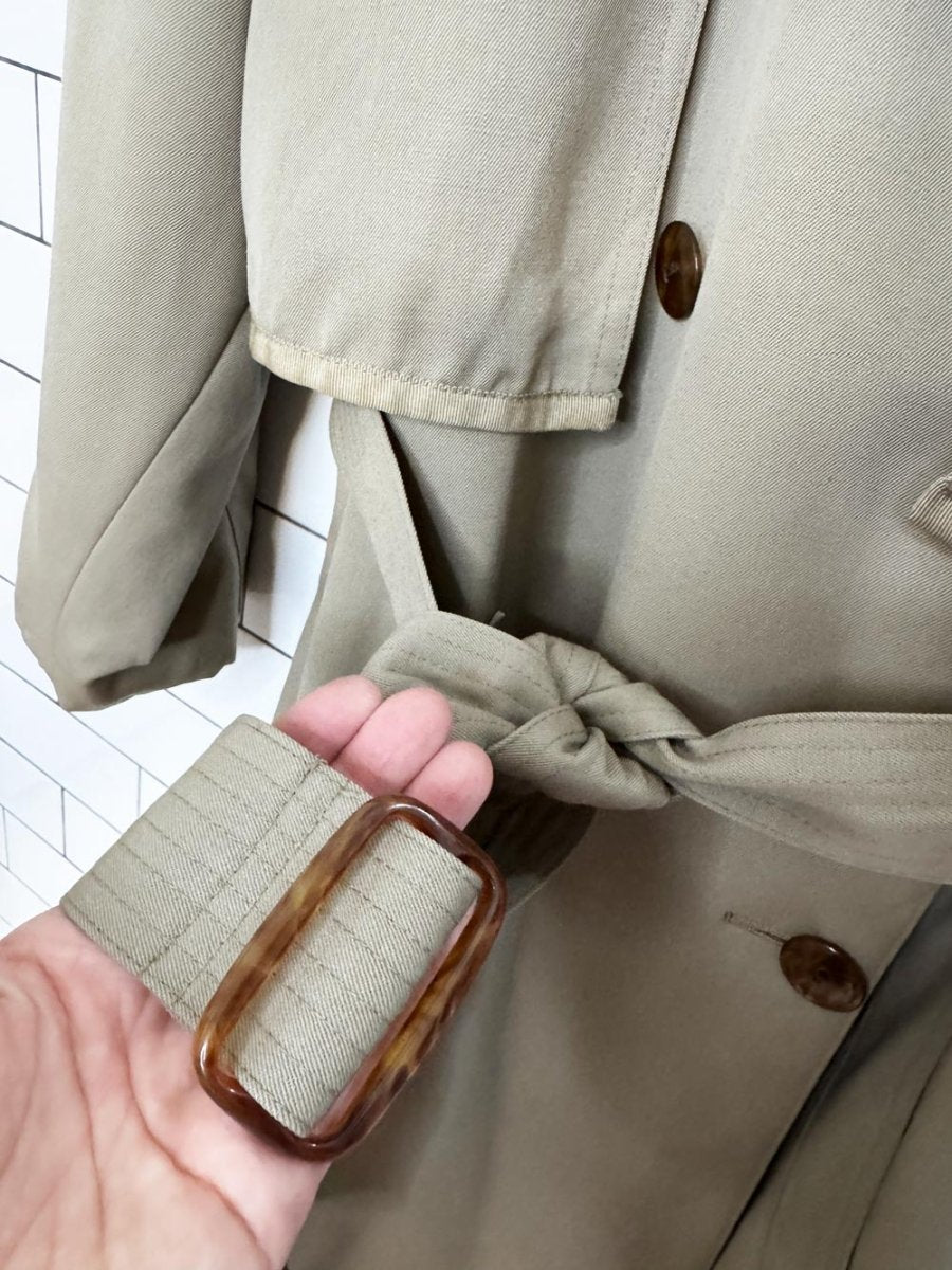 vintage alfred sung 100% wool cape back pleated belted trench coat - good market thrift store