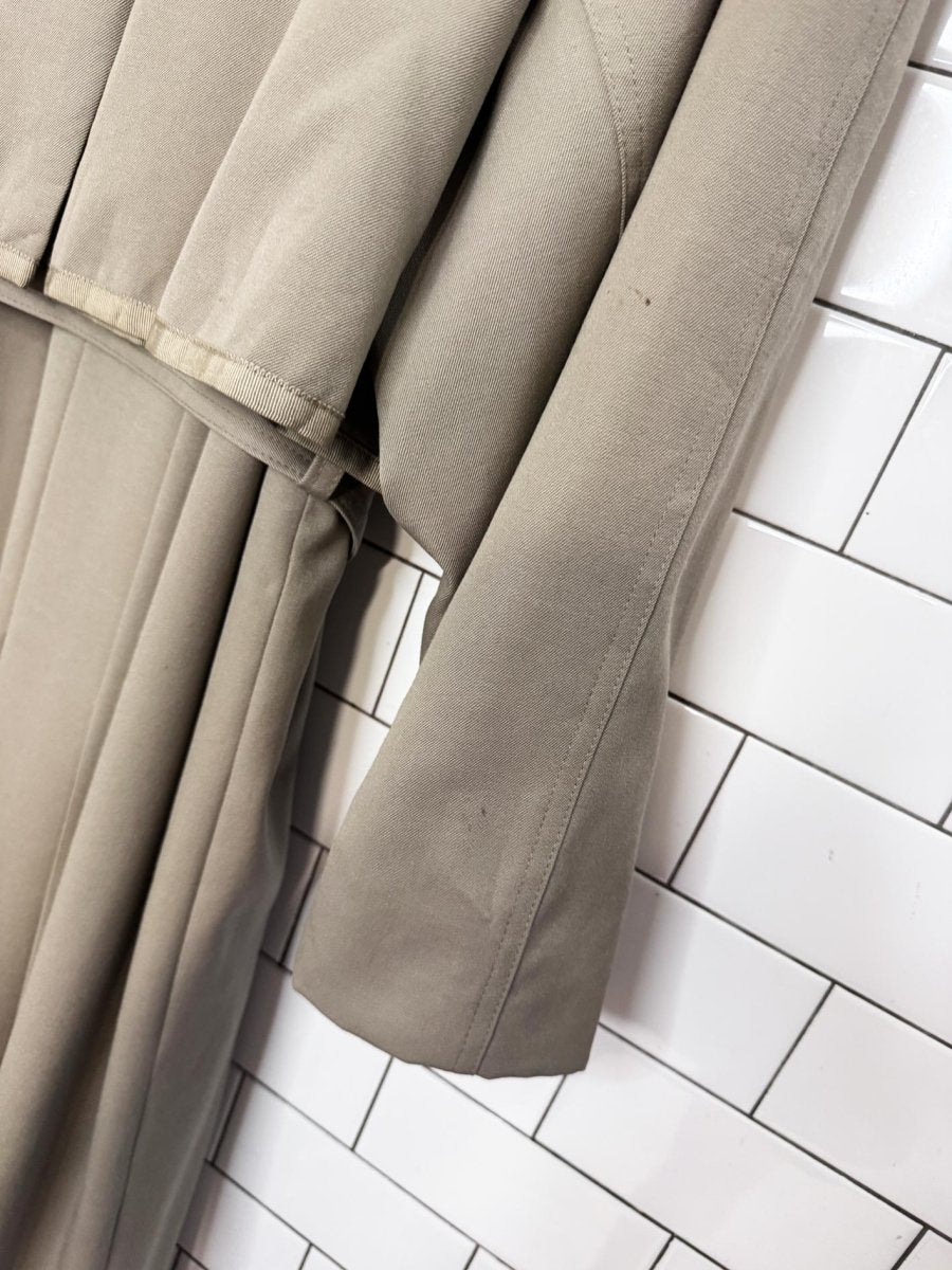 vintage alfred sung 100% wool cape back pleated belted trench coat - good market thrift store