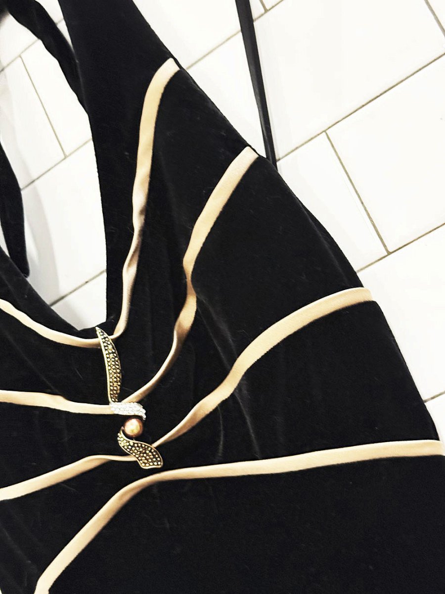 vintage algo velvet halter a - line swing mini dress | made in Canada - good market thrift store
