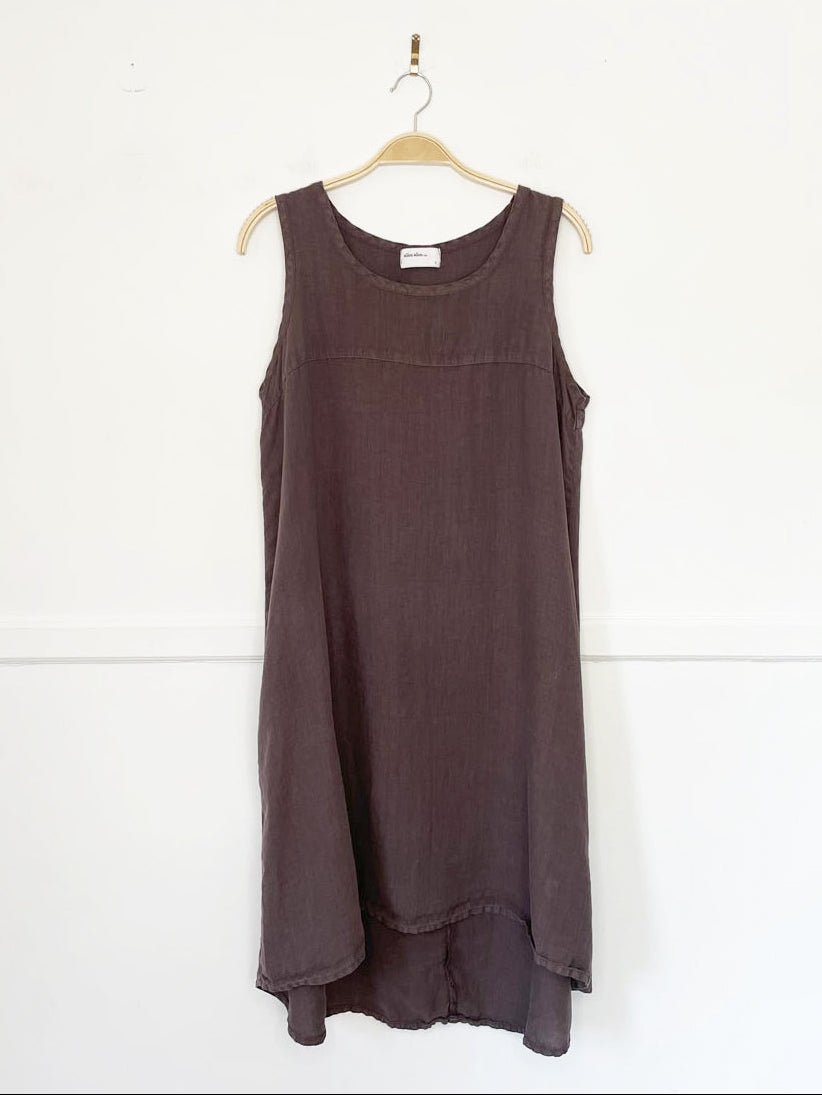 vintage allen allen 100% linen relaxed midi dress | made in usa - good market thrift store