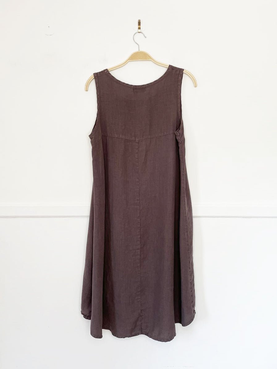 vintage allen allen 100% linen relaxed midi dress | made in usa - good market thrift store