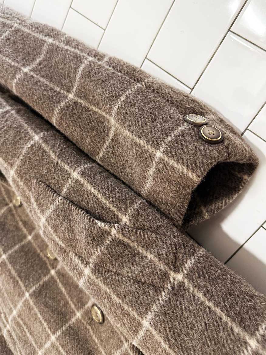 vintage alpaca - wool blend windowpane check coat | made in Italy - good market thrift store