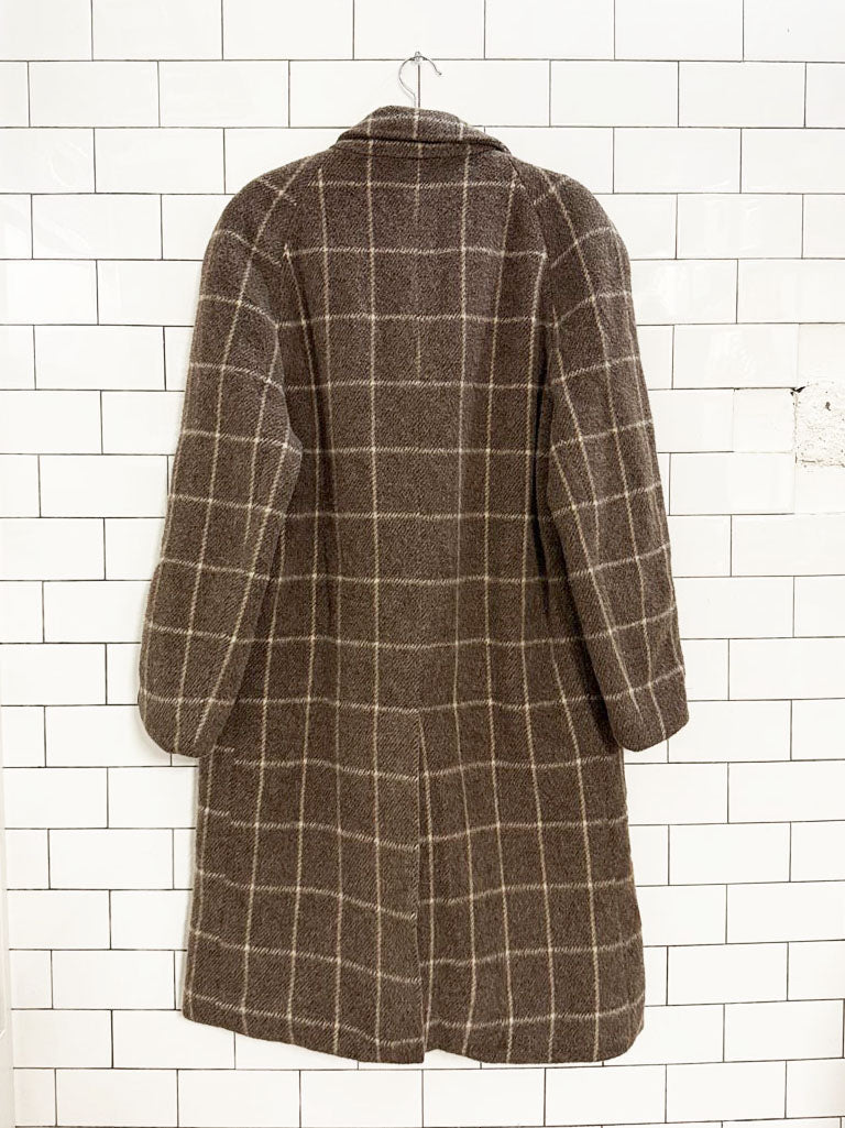 vintage alpaca - wool blend windowpane check coat | made in Italy - good market thrift store