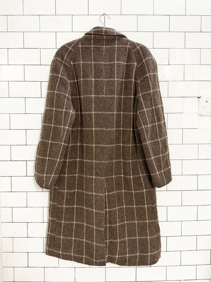 vintage alpaca - wool blend windowpane check coat | made in Italy - good market thrift store
