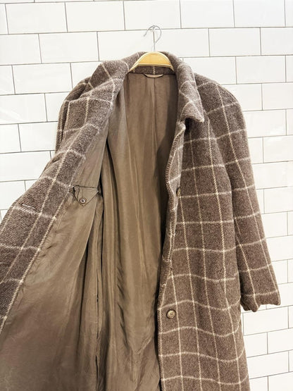 vintage alpaca - wool blend windowpane check coat | made in Italy - good market thrift store
