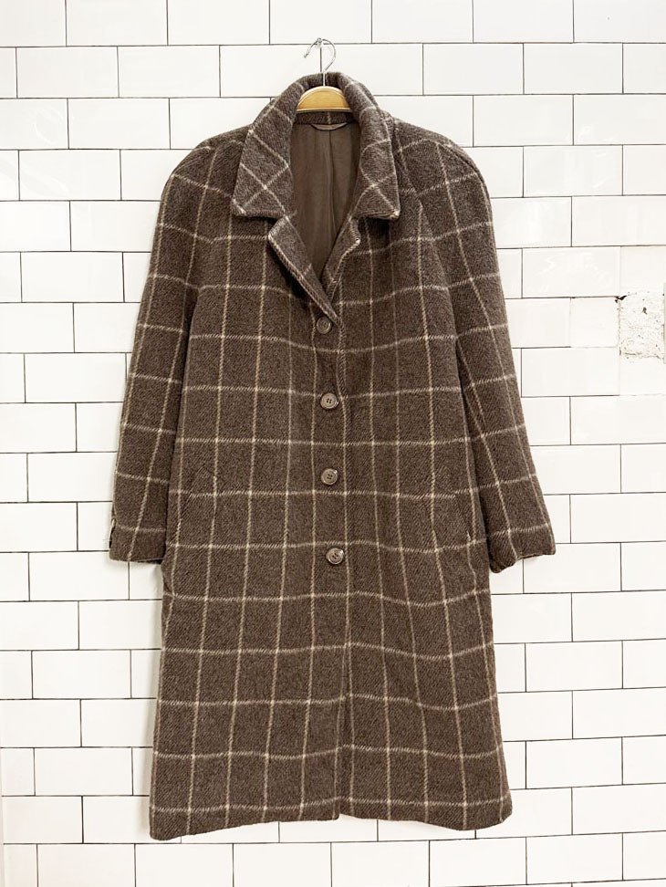 vintage alpaca - wool blend windowpane check coat | made in Italy - good market thrift store