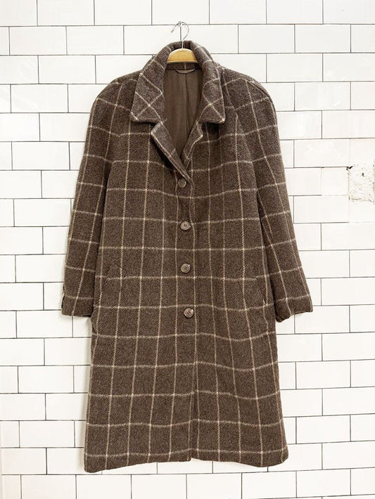 vintage alpaca - wool blend windowpane check coat | made in Italy - good market thrift store