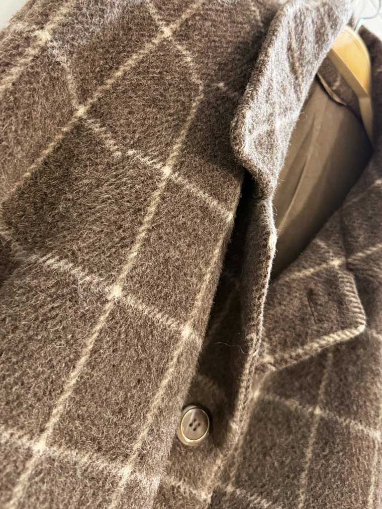 vintage alpaca - wool blend windowpane check coat | made in Italy - good market thrift store