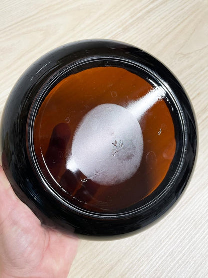 vintage amber glass round spaceship ashtray - good market thrift store