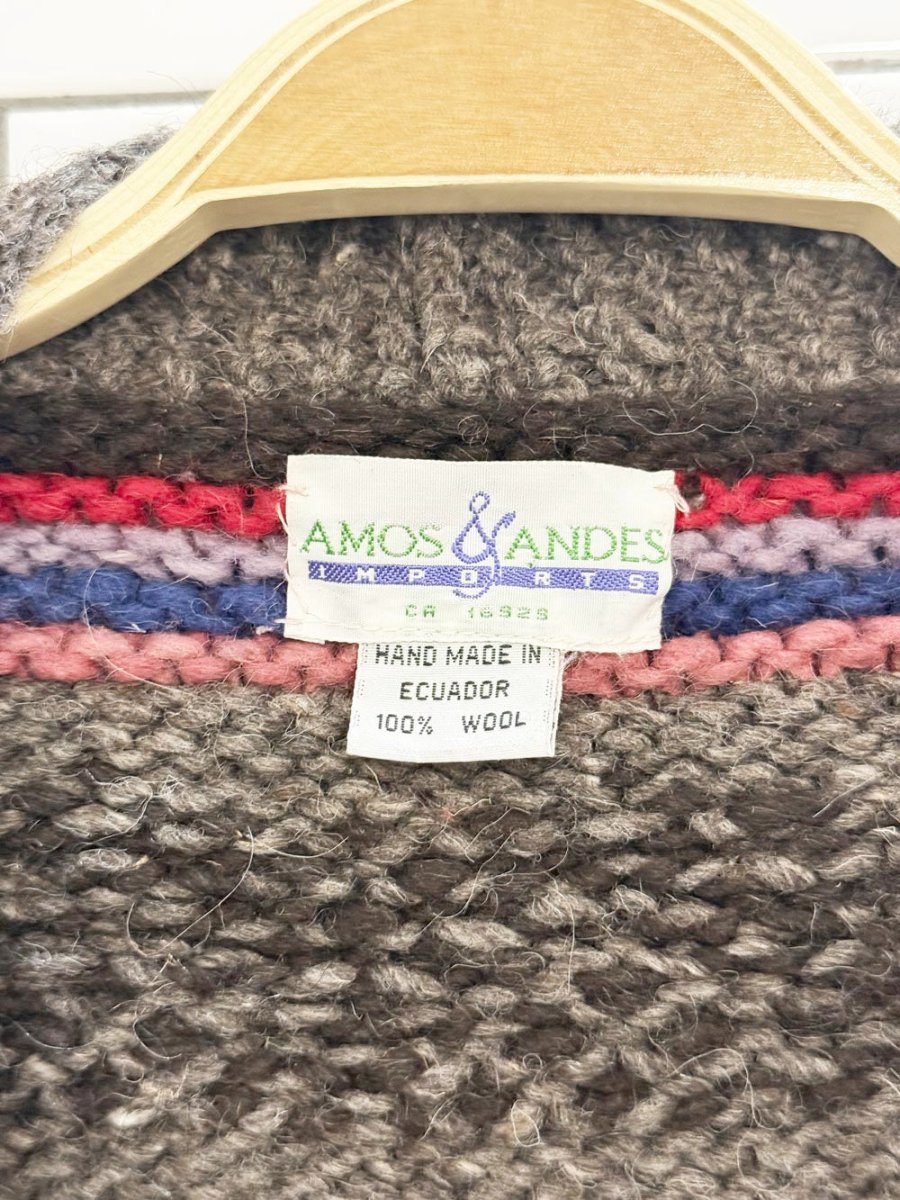 vintage amos & andes handmade 100% wool chunky knit cardigan - good market thrift store