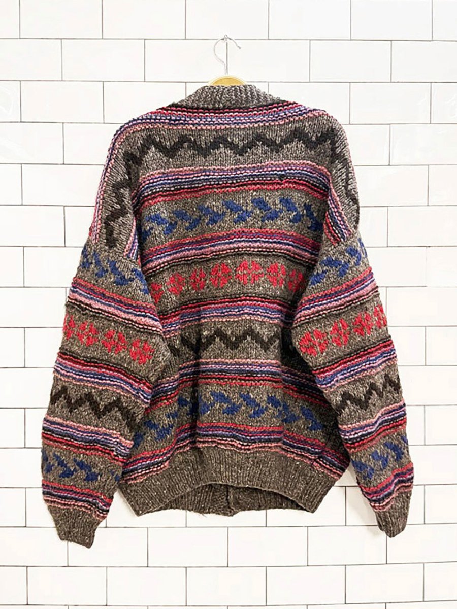 vintage amos & andes handmade 100% wool chunky knit cardigan - good market thrift store