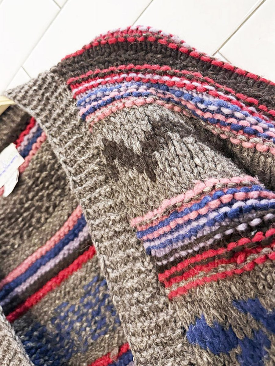 vintage amos & andes handmade 100% wool chunky knit cardigan - good market thrift store