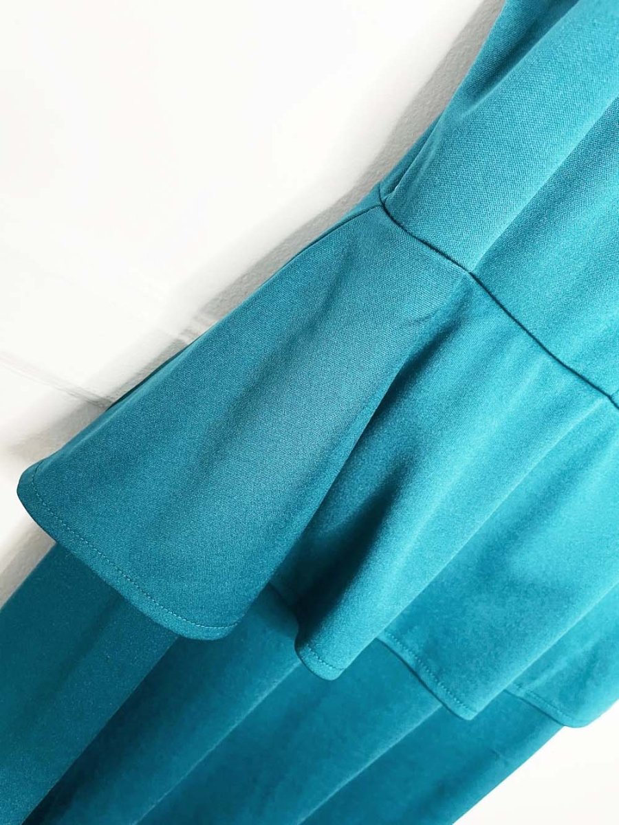 vintage andra peplum waist poly - knit midi dress - good market thrift store