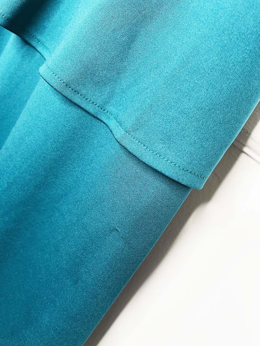 vintage andra peplum waist poly - knit midi dress - good market thrift store